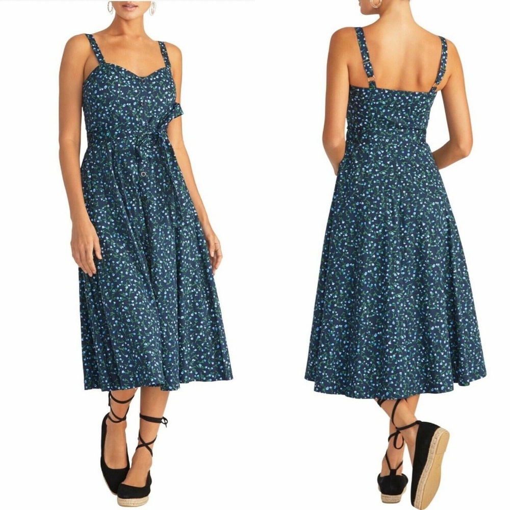 NWT RACHEL Rachel Roy Women's Clara Fit & Flare Midi Dress, Navy Combo, Size 6